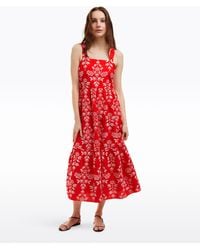 Draper James - Cynthia Embroidered Midi Dress In Red Floral Embroidery - Lyst