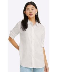 Draper James - Button Down Top In White Shirting Stripe - Lyst