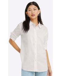 Draper James - Button Down Top In White Shirting Stripe - Lyst
