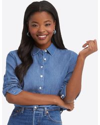 Draper James - Button Down Top In Medium Wash - Lyst