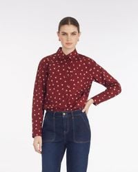 Draper James - Long-sleeve Button Down In Burgundy Buds - Lyst