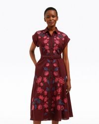 Draper James - Presley Embroidered Midi Shirtdress In Raspberry Pink - Lyst