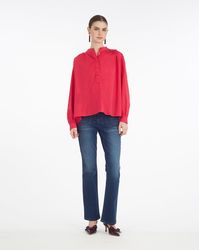 Draper James - Pleated Button Down In Cotton Dobby In Love Potion - Lyst