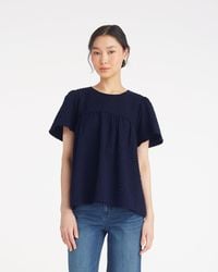 Draper James - Flutter Sleeve Top In Seersucker - Lyst