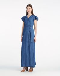 Draper James - Reagan Denim Maxi Dress In Medium Wash - Lyst