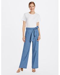 plus size wide leg chambray pants