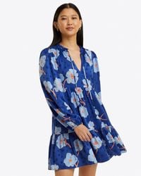 Draper James - Connie Long Sleeve Mini Dress In Printed Dot Jacquard - Lyst