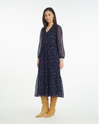 Draper James - Katie Midi Dress In Ditsy Autumn Flowers - Lyst