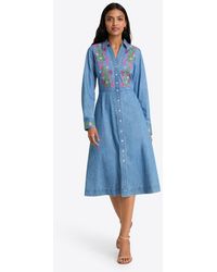Draper James - Cecilia Embroidered Shirtdress In Denim - Lyst