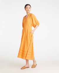 Draper James - Chloe V-neck Midi Dress In Crinkle Cotton - Lyst