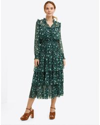 Draper James - Tiered Midi Skirt In Emerald Vine - Lyst