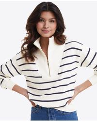 Draper James - Striped Quarter Zip Sweater In Mariner Stripe - Lyst