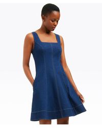 Draper James - Millie Scoop Neck Mini Dress In Denim - Lyst