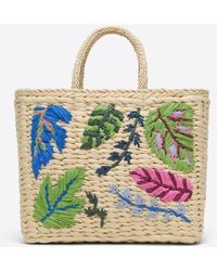 Draper James - Embroidered Straw Tote - Lyst