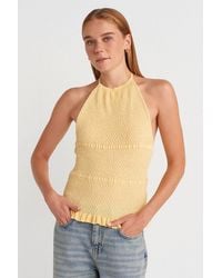 Dilvin - Slim Fit Halterneck Gebreide Blouse - Lyst