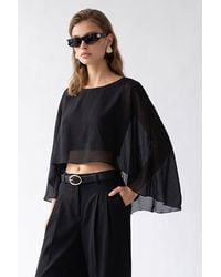 MixRay - Loose Chiffon Crew Neck Blouse - Lyst