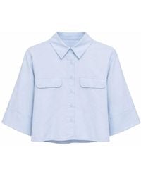 MixRay - Short Sleeve Crop Poplin Shirt - Lyst