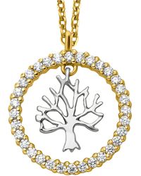 Julie Julsen - Anhänger Mit Kette 925/- Sterling Silber Rhodiniert/Vergoldet Lebensbaum Zirkonia - Lyst
