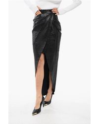 Balmain - Leren Midi-rok In Zwart - Lyst