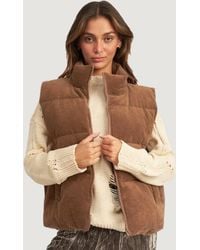 Azura Exchange - Corduroy Puffer Vest Met Hoge Hals - Lyst