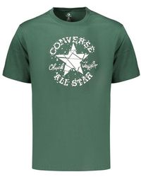 Converse - Groene Katoenen T-Shirt - Lyst