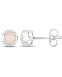 Vir Jewels - Ohrstecker 925-Sterling Rhodiniert Glänzend Opal Weiß Rund - Lyst