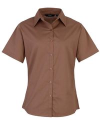 PREMIER - Damen Kurzarm Popeline Bluse Arbeitshemd - Lyst