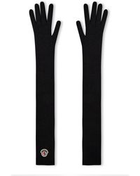 Moncler - Lange Handschoenen Met Logo-Patch Van Zuivere Scheerwol - Lyst