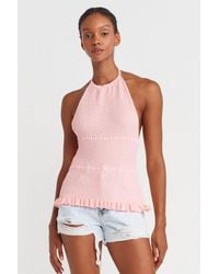 Dilvin - Slim Fit Halter-Neck Knit Blouse - Lyst