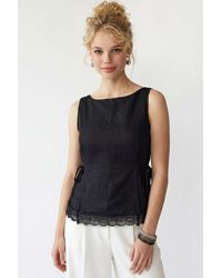 MixRay - Sleeveless Poplin Blouse With Tie Closure - Lyst