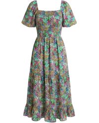 AX Paris - Zomerse Midi-Jurk Voor Van Polyester Met Ruches Aan De Zoom (Veelkleurig) - Lyst