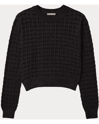 MixRay - Textured Knit Relaxed Crop Sweater With Crew Neck - Lyst