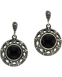 Zeeme - Gemstones Ohrringe Silber 925 Oxydiert Mit Schwarzem Achat 8Mm - Lyst