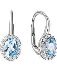 Zeeme - Gemstones Ohrhänger 375/- Weißgold Zirkonia Und Blautopas - Lyst