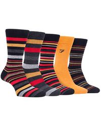 Farah - 5 Pack Bamboo Bright Striped Patterned Socks - Lyst
