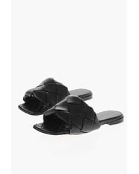 Bottega Veneta - Lido-sliders Van Geweven Leer In Zwart - Lyst