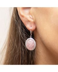 Zeeme - Gemstones Ohrringe 925 Rhodiniert Mit Rosenquarz Und Zirkonia-Steinen - Lyst