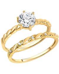 Zeeme - Silber Ring Silber 925 Vergoldet Mit Zirkonia Weiß - Lyst
