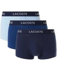 Lacoste - Katoenen Stretch Boxershorts (3-Pack) (Lichtblauw/Blauw/ - Lyst