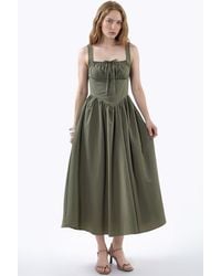 Busem - Midi Dress With Square Collar And Button Detail - Lyst