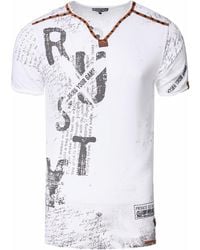 Rusty Neal - V-Neck T-Shirt Mit Wildleder-Details Und Nieten-Verlauf - Lyst