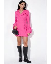 Msn-Collection - Fitted Mini Dress With V-Neck And Buttons - Lyst