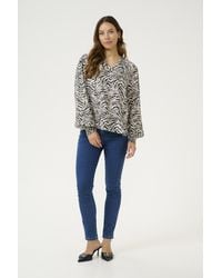 Kaffe - Blouse Met Lange Mouwen Regular Fit Black Oyster/moonstruck Animal - Lyst