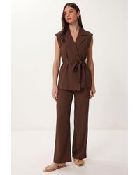 Happiness İstanbul - High Waist Two-Piece Set With Shirt Collar And Wide Leg Pants - Lyst