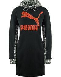 PUMA - X Mr. Doodle Long Sleeve Pullover Hooded Jumper Dress 598686 01 Cotton - Lyst