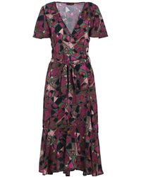 Conquista - Geometrische Allure Viscose Midi-Jurk - Lyst