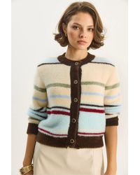 Bianco Lucci - Buttoned Crew Neck Cardigan - Lyst