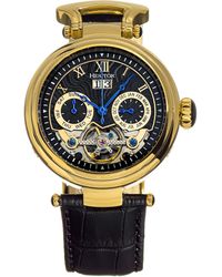 Heritor - Ganzi Semi-Skeleton Leather-Band Watch - Lyst