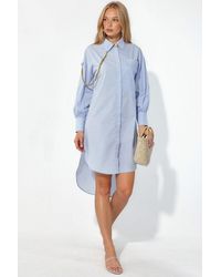Msn-Collection - Oversized Mini Shirt Dress - Lyst