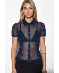 Busem - Solid Net Weave Short-Sleeve Shirt - Lyst